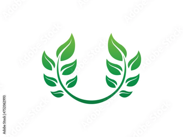 Obraz green leaf logo icon design vector, growing logo