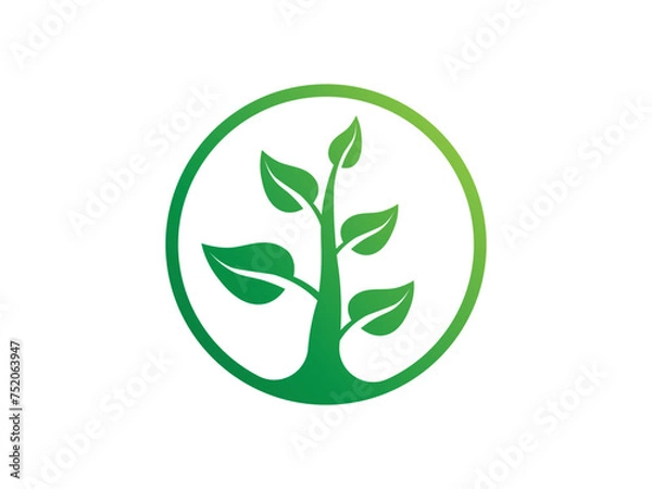 Obraz green leaf logo icon design vector, growing logo