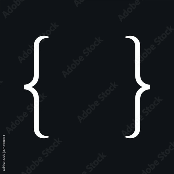 Obraz Quote brackets, note parenthesis. Isolated on black background vector illustration.