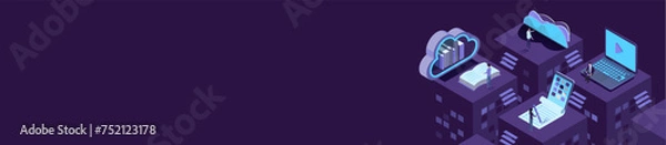 Fototapeta isometric illustration of online learning image background	
