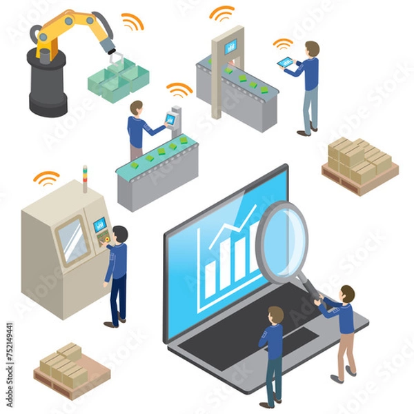 Fototapeta 製造現場の見える化イメージイラスト