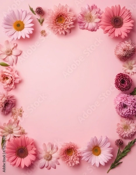 Obraz pink flower frame