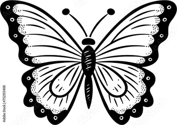 Fototapeta Vintage Sketch Isolated Vector Butterfly Animal in hand-draw style
