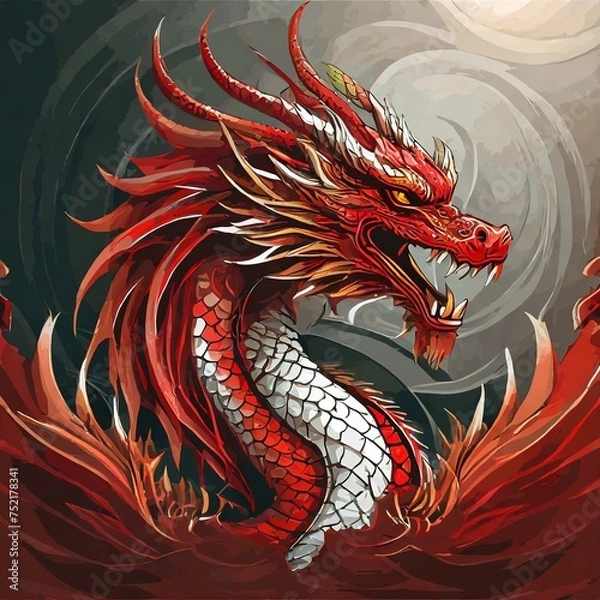 Obraz red dragon with background