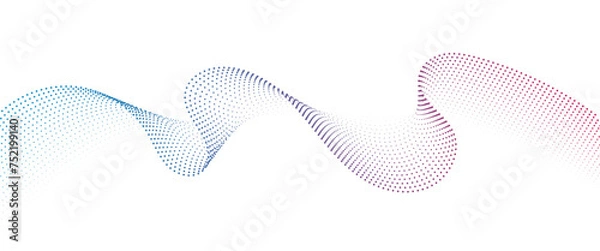 Obraz Flowing Dot Wave Pattern Halftone Curve Shape on Transparent Background