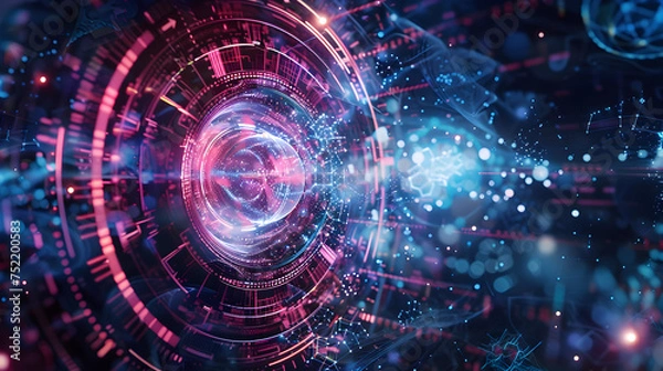 Fototapeta a visual representation of quantum computing technology with abstract patterns and futuristic elements
