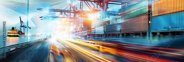 Fototapeta 輸出・輸入産業ビジネスの抽象的なイメージ