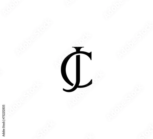Obraz Initial Letter Logo. Logotype design. Simple Luxury Black Flat Vector JC CJ
