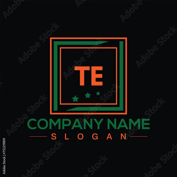 Fototapeta Initials letters TE square vector logo design for company branding