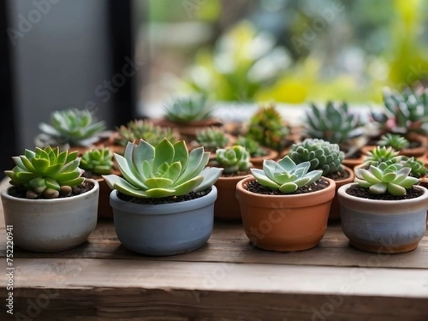 Obraz Succulent plants in small pots