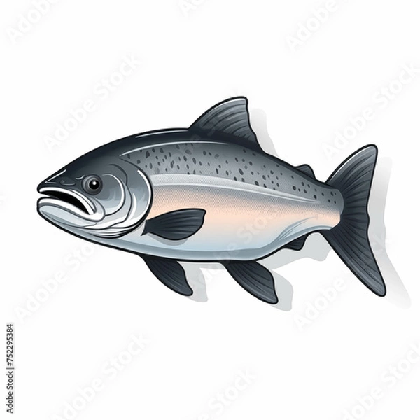 Fototapeta Salmon drawing on a white background.