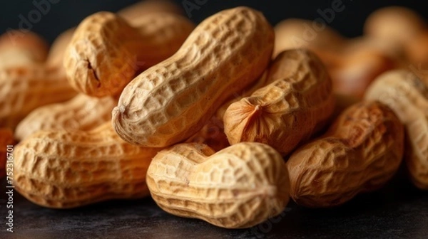 Obraz unshelled peanuts on a dark background