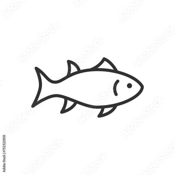 Fototapeta Trout Fish, linear icon. Line with editable stroke