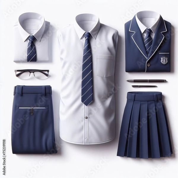 Fototapeta school uniform on white background