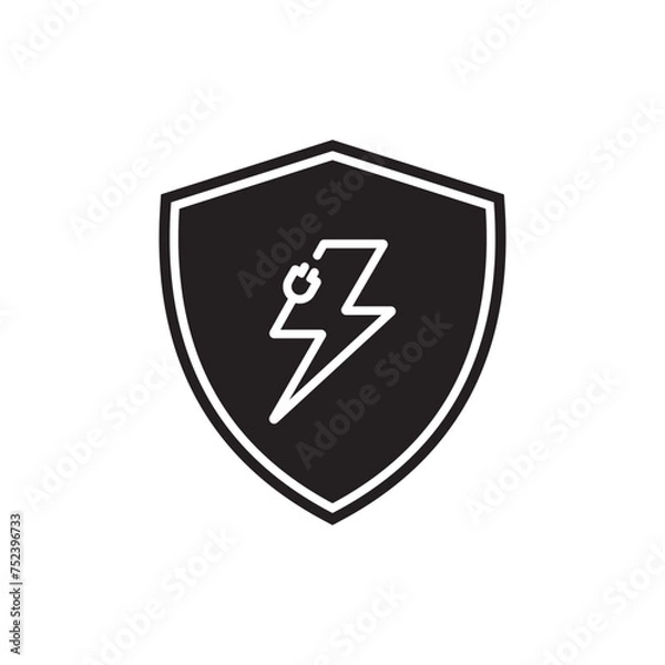 Fototapeta Electric Vector Icon Isolated In shield On Transparent Background. Logo Icon Symbol Vecto Design Template.