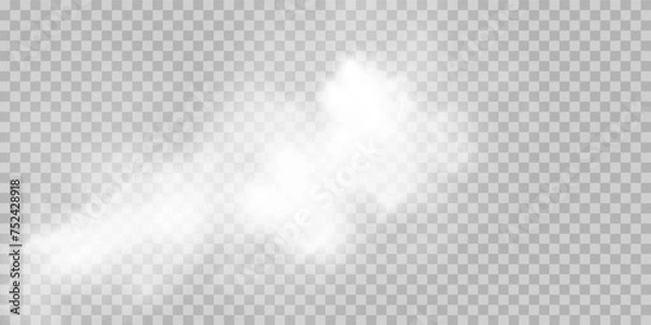 Fototapeta Fog or smoke isolated transparent special effect. White vector cloudiness, mist or smog background. Vector illustration