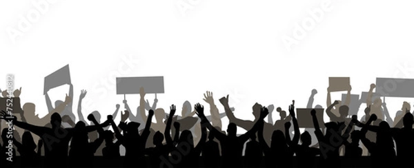 Fototapeta Protest crowd holding up placard style isolated on white background