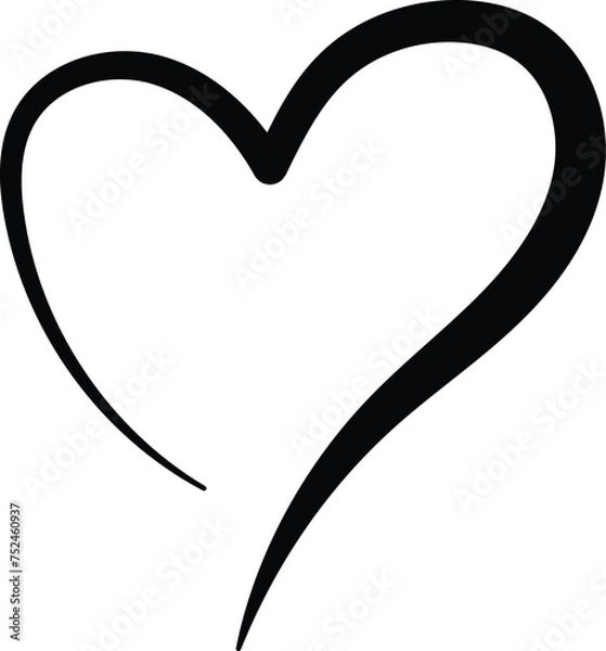 Obraz Vector calligraphic black heart shape isolated on white background.