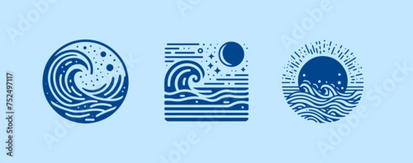 Obraz Abstract Simple Wave Icon Set