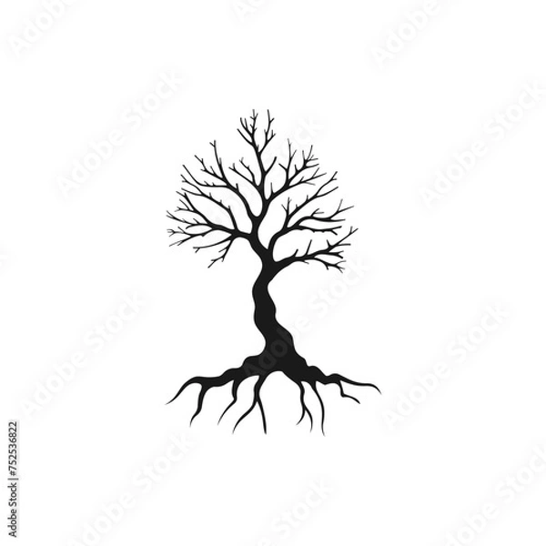 Fototapeta Dead tree. Leafless plant icon flat style isolated on white background. Vector illustration