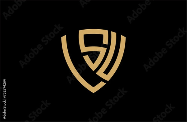 Fototapeta LSU creative letter shield logo design vector icon illustration