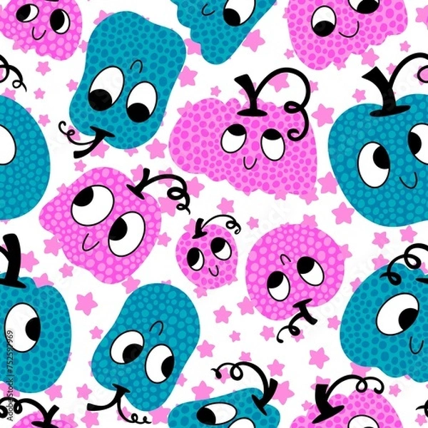 Fototapeta Halloween pumpkins seamless monsters pattern for wrapping paper and fabrics and linens and kids