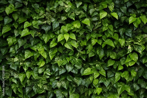 Fototapeta Lush Green Ivy Wall - Dense Foliage Pattern for Natural Backgrounds and Eco-friendly Concepts