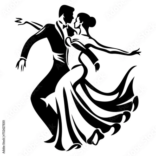 Fototapeta Couple Dancing, ballroom dancing, vector illustrator.

