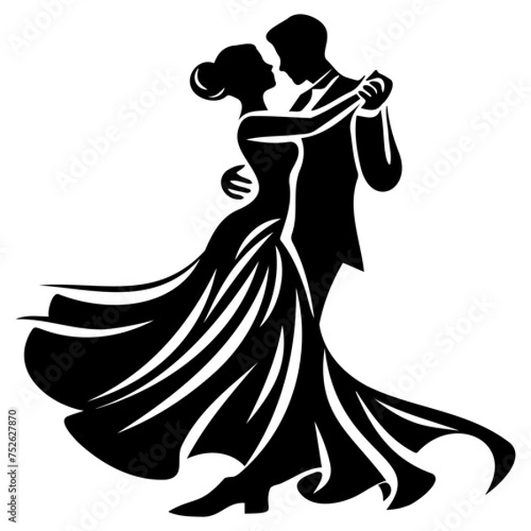 Obraz Couple Dancing, ballroom dancing, vector illustrator.
