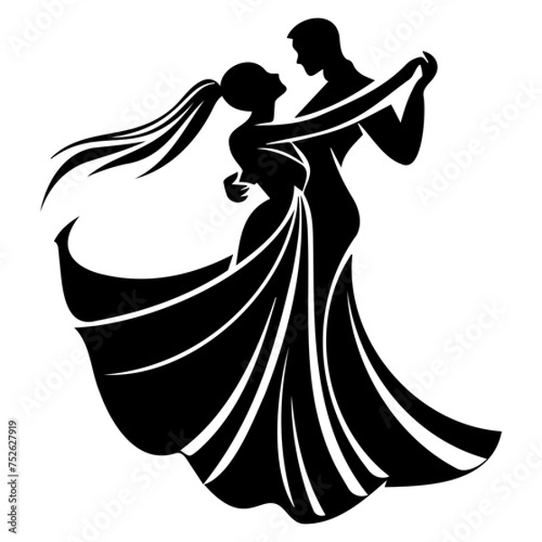 Fototapeta Couple Dancing, ballroom dancing, vector illustrator.
