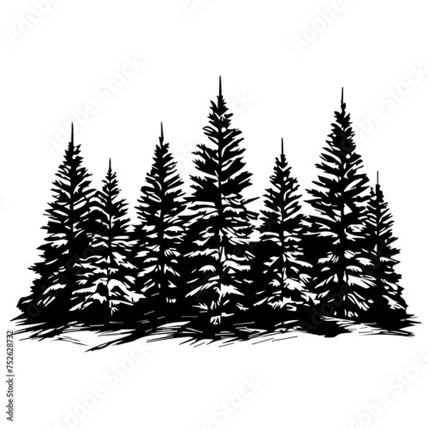 Obraz pine trees silhouettes. vector illustrator.