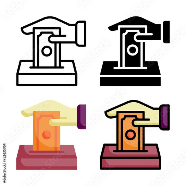 Fototapeta Infaq icon set style collection in line, solid, flat, flat line style on white background