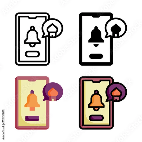 Fototapeta Reminder icon set style collection in line, solid, flat, flat line style on white background