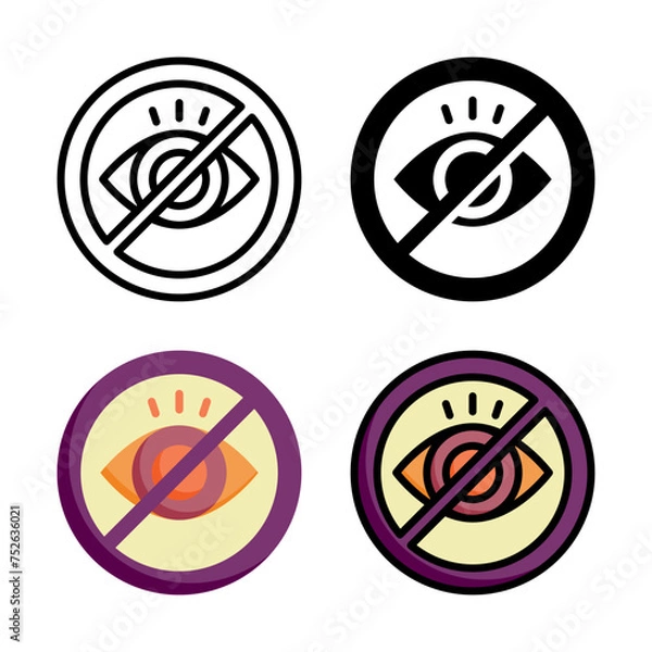 Fototapeta Keep eyes icon set style collection in line, solid, flat, flat line style on white background