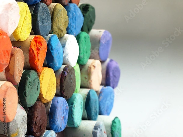 Obraz Colored dry pastel crayons closely.