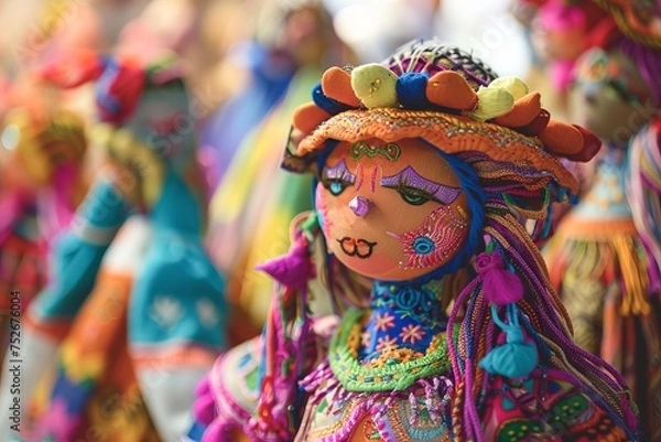 Fototapeta Imagine lead dolls as harmonious inhabitants of a universe filled with diverse and vivid colors