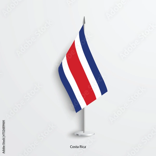 Fototapeta Costa Rica table or desk flag icon isolated on light grey background.
