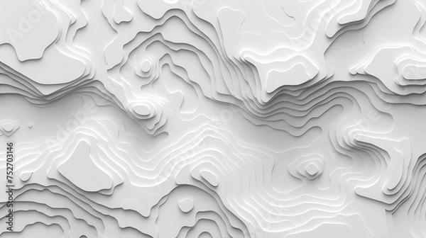 Fototapeta White monochrome topography map