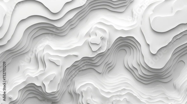 Fototapeta White monochrome topography map