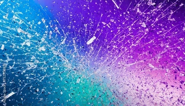 Obraz 割れたガラス片　紫＆青