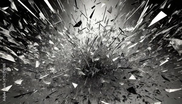 Obraz 割れたガラス片　モノクロ