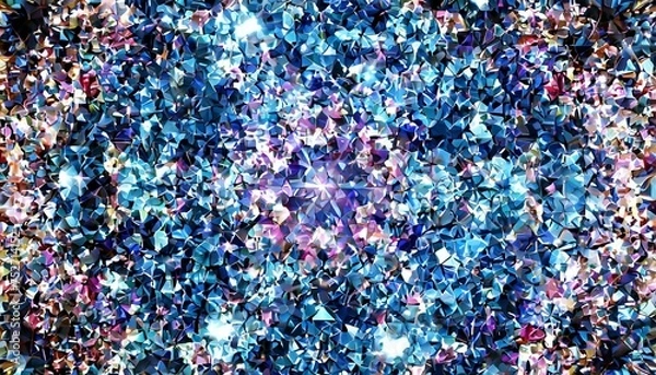 Obraz クリスタルを散りばめたキラキラと輝きのある背景　青色