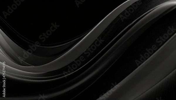 Obraz なめらかな波模様の背景イメージ　黒色