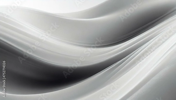 Obraz なめらかな波模様の背景イメージ　グレー