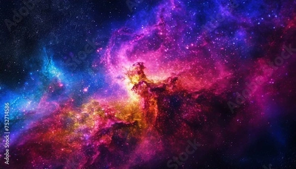 Obraz 銀河の星と宇宙のイメージ　美しいカラフルな宇宙の背景