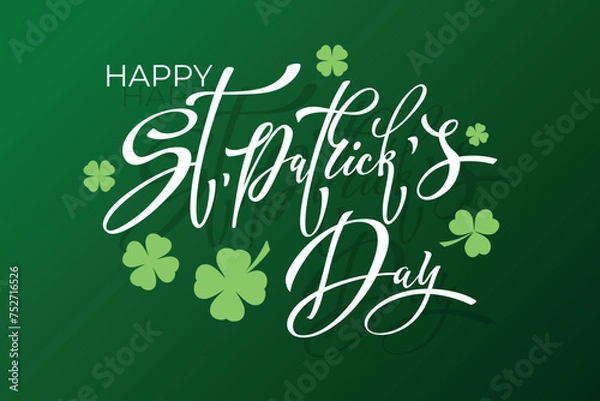 Obraz Happy Saint Patricks day handwritten lettering typography. Hand drawn design elements. Logos and emblems for invitation, card.