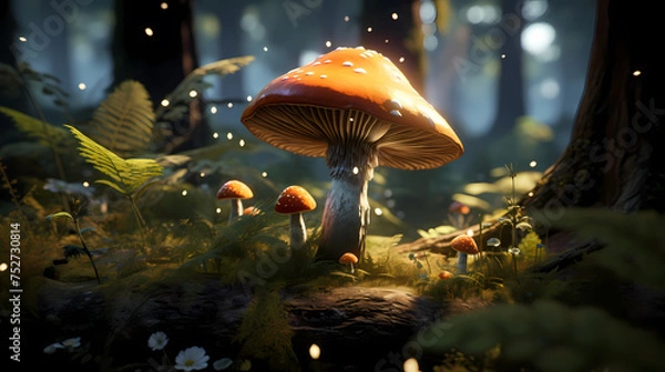 Obraz Mushrooms in the forest after the rain