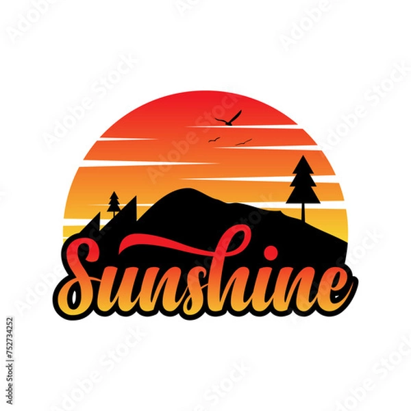 Obraz Sunshine logo with a beautiful sunset vector design for t shirt clothes