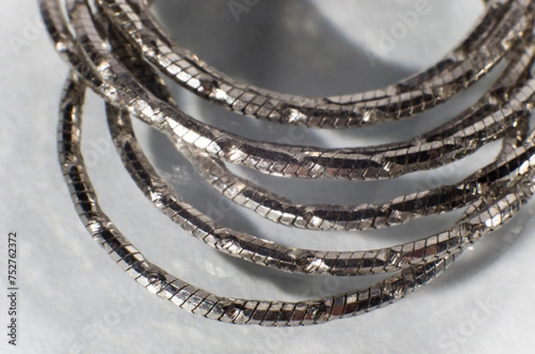 Obraz Silver chain close-up on white background