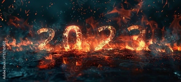 Fototapeta 2020 Vision A Year of Fire and Flames Generative AI
